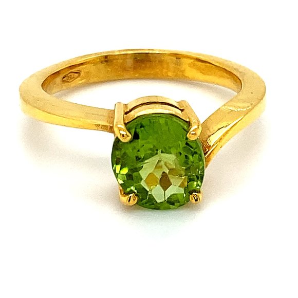 Peridot 2.55ct Solid 18K Yellow Gold Ring - Picture 1 of 6